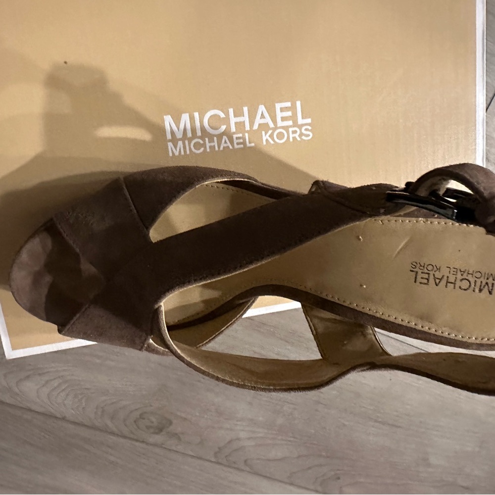 Michael Kors Women's Brown Suede Sandals - Picture 3 of 4
